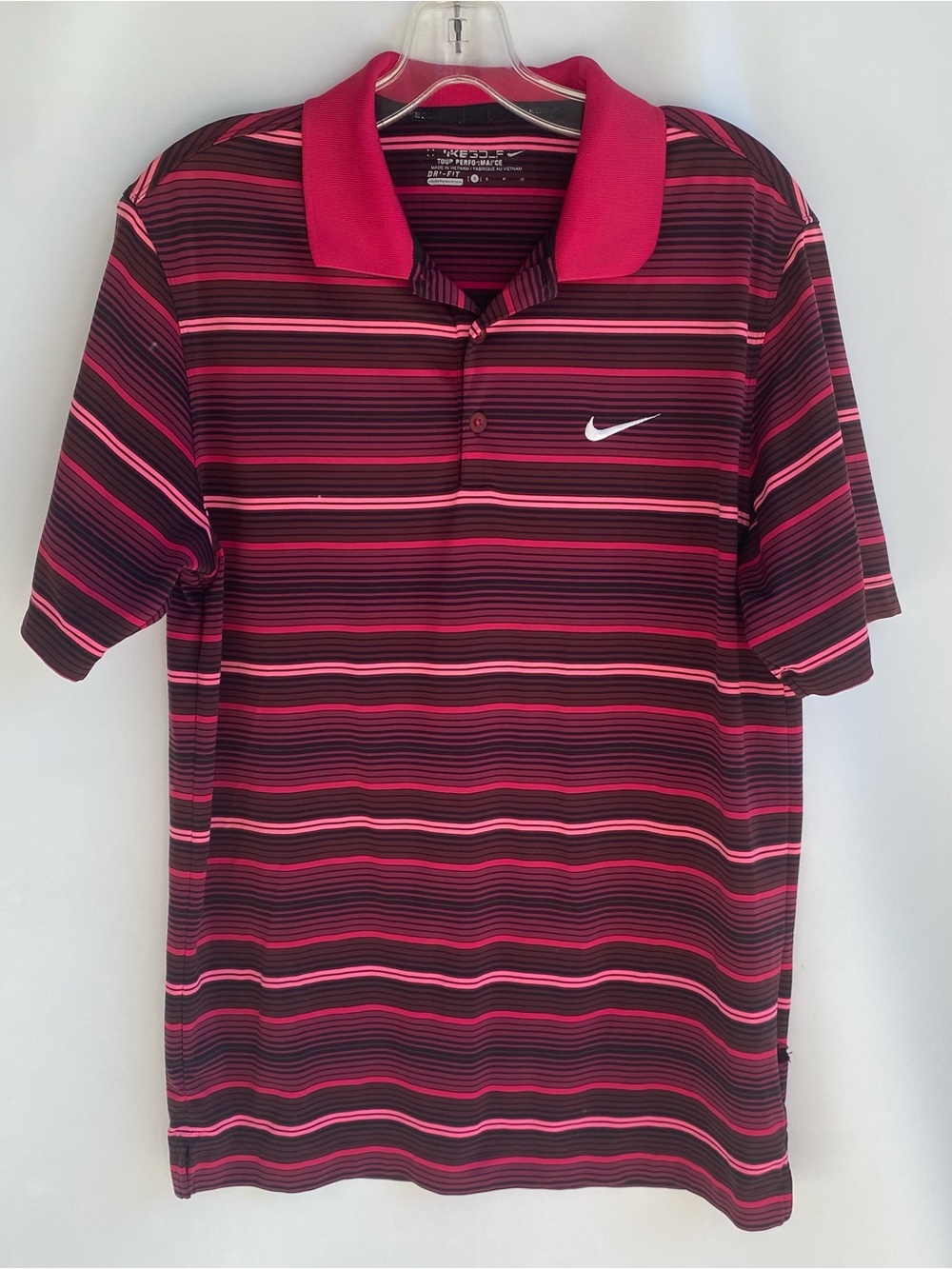 Nike Golf shirt performance polo dri fit maroon stripes athletic athleisure S